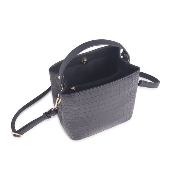 ALL OF THE ABOVE Elena Bucket Bag Black Croc Vegan Curateur Rachel Zoe Fall 2022 - Picture 3 of 7